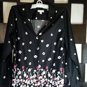 black with white & pink flowers